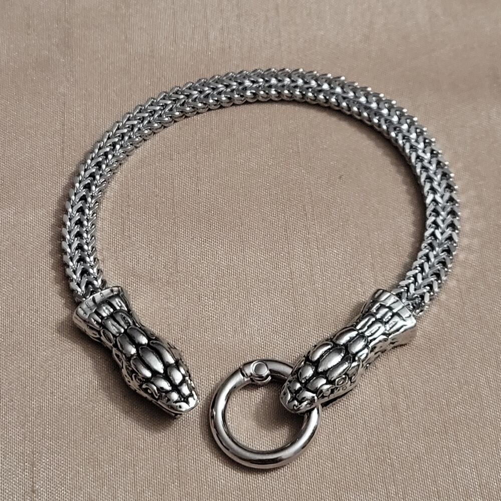 Chunky mesh snake head clasp bracelet